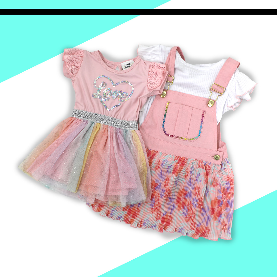 Girls pink colorful dresses